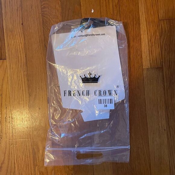 FRENCH CROWN | tan and black button down dress shirt NEW 38 - Picture 8 of 8